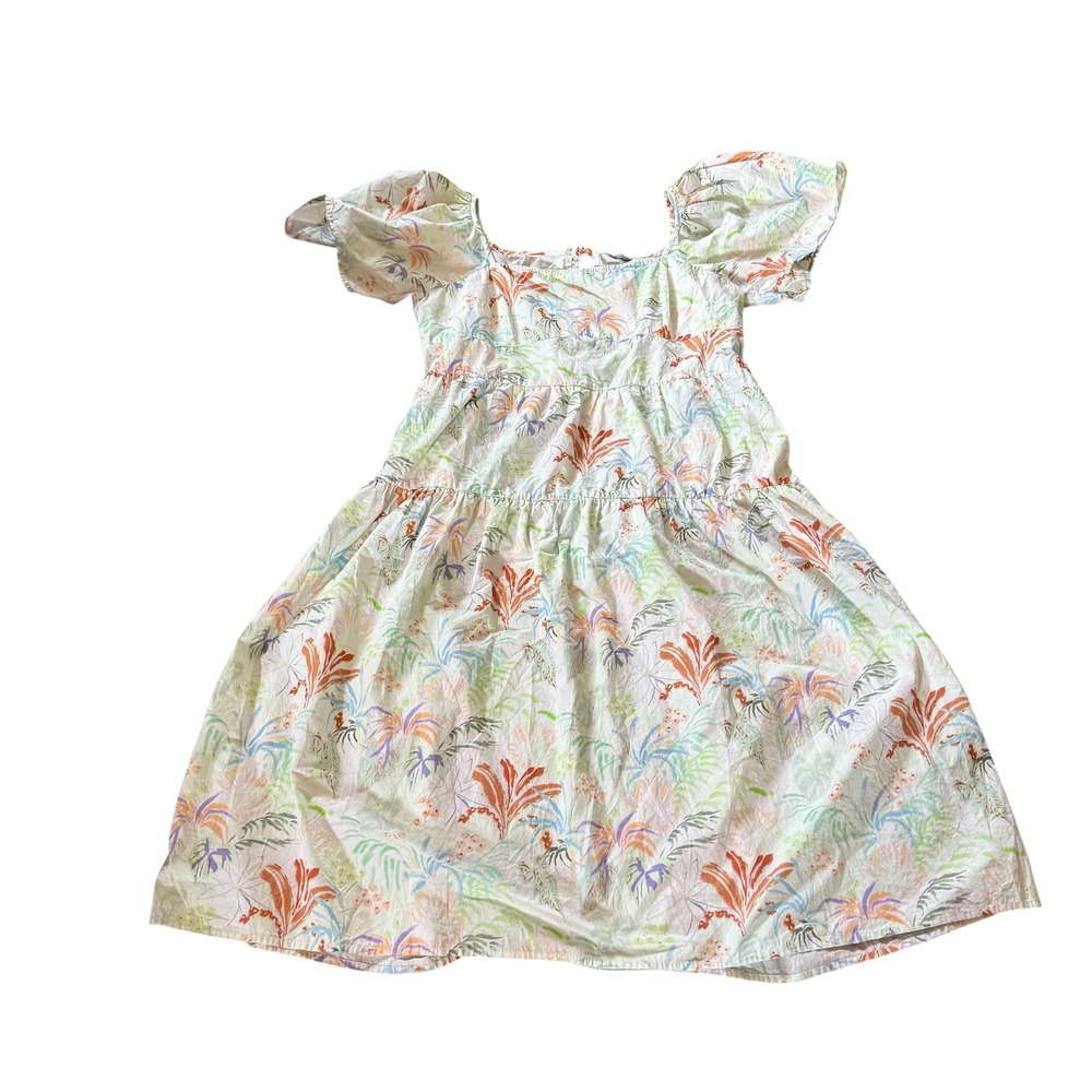 OMNES Floral‎ Print Tiered Midi Dress Puff Sleeve Square Neck Size 20